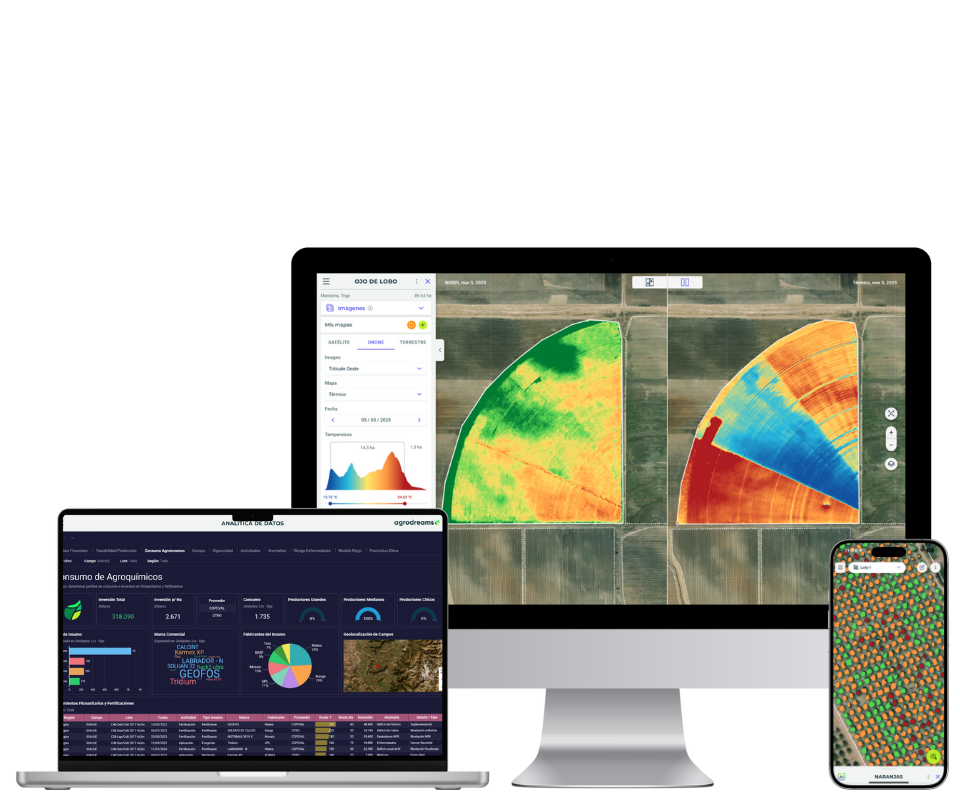 Agrodreams app en diferentes dispositivos